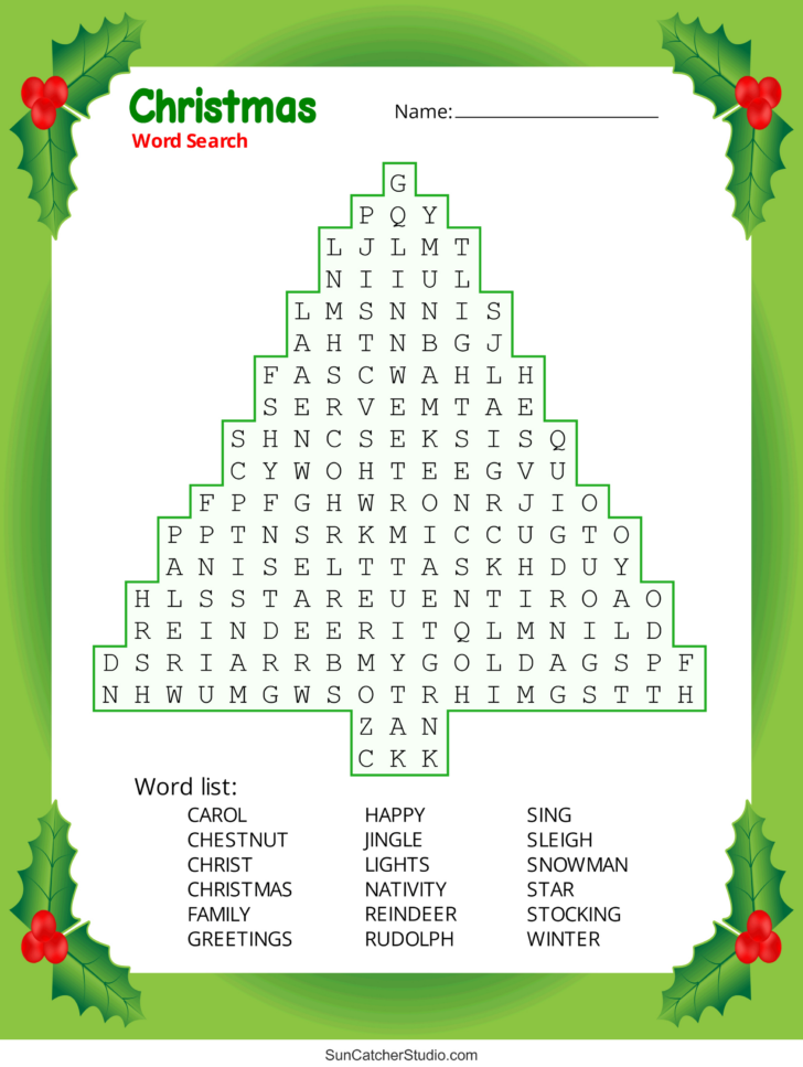 Free Adult Christmas Word Search Puzzles