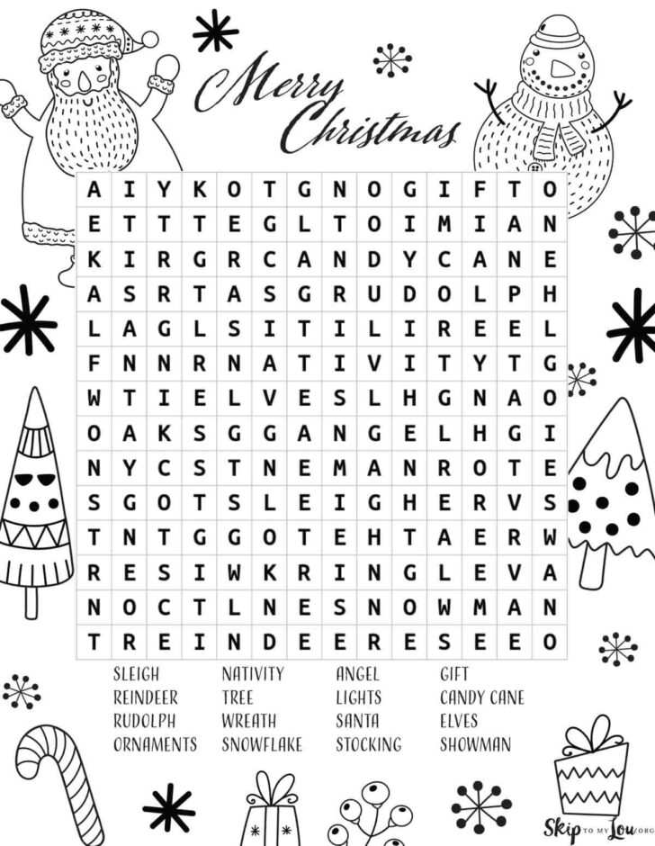Christmas Free Printable Word Search