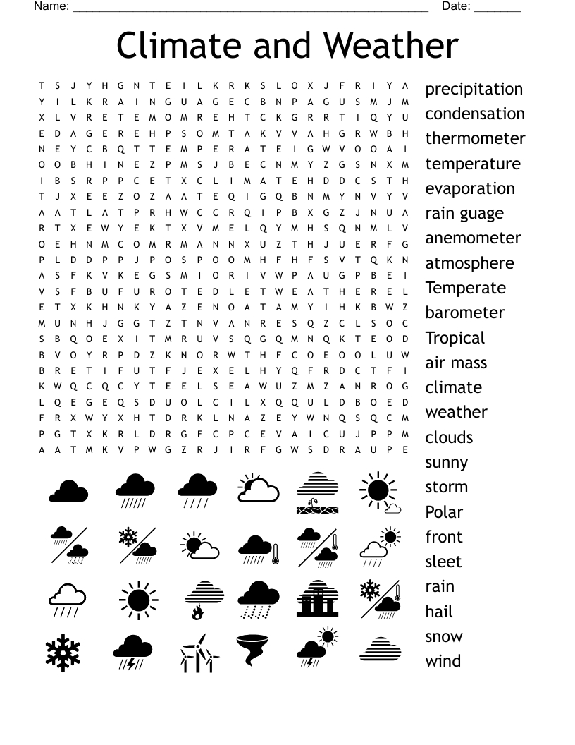 Climate And Weather Word Search - Wordmint with Free Printable Word Search Puzzles Weather
