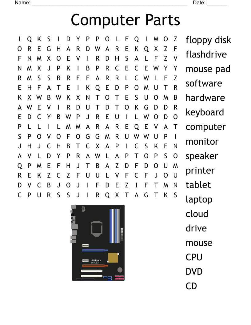 Computer Parts Word Search - Wordmint in Computer Word Search Printable