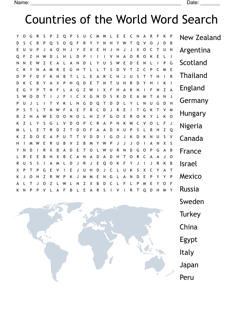 Countries In World War 2 Word Search - Wordmint intended for Printable Word Search Countries