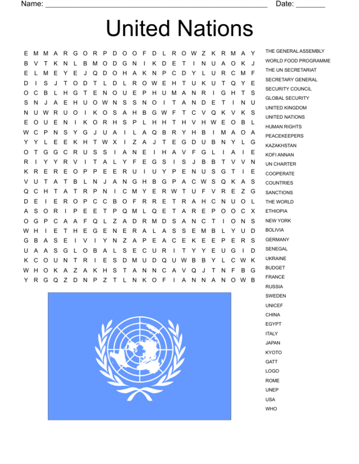 Printable Word Search Countries