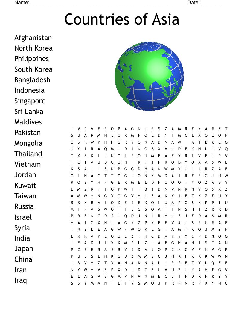 Countries Of The World Word Search - Wordmint with regard to Printable Word Search Countries