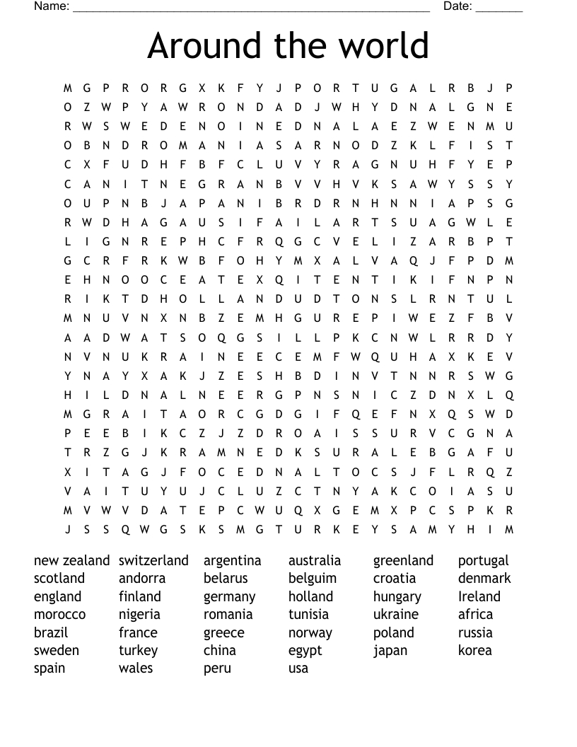 Countries Word Search - Wordmint for Printable Word Search Countries