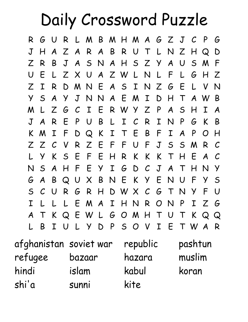 Daily Crossword Puzzle Word Search - Wordmint pertaining to Daily Printable Word Search