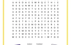 Days Of The Week Word Search - Free Printable Word Search For Kids pertaining to Printable Word Search of the Day