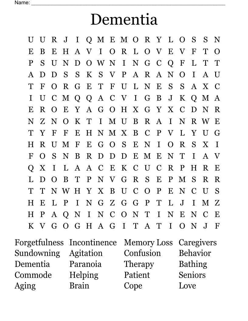 Dementia Word Search - Wordmint throughout Free Printable Word Search Puzzles For Dementia Patients
