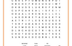 Desserts Word Search - Free Printable Worksheet with Free Word Search Printable For Kids