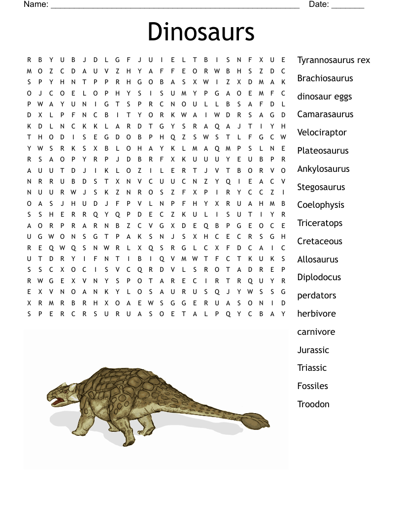 Dinosaurs Word Search - Wordmint within Free Printable Word Search Puzzle Dinosaurs