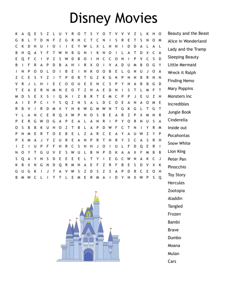 Free Printable Word Search Movies