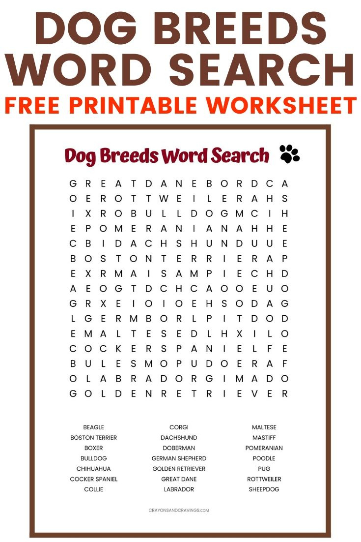 Dog Breeds Word Search {Free Printable!} pertaining to Dog Word Search Puzzles Printable
