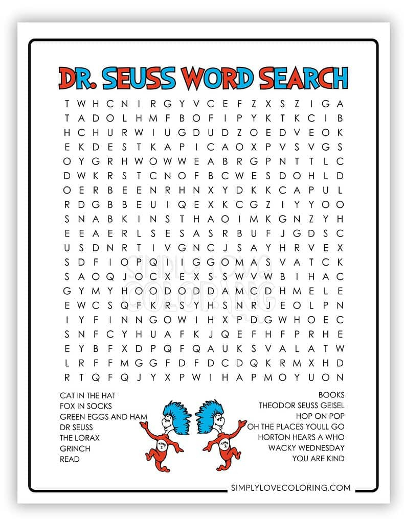 Dr. Seuss Word Search Printables (Free Pdf Downloads) - Simply pertaining to Free Dr Seuss Word Search Printable