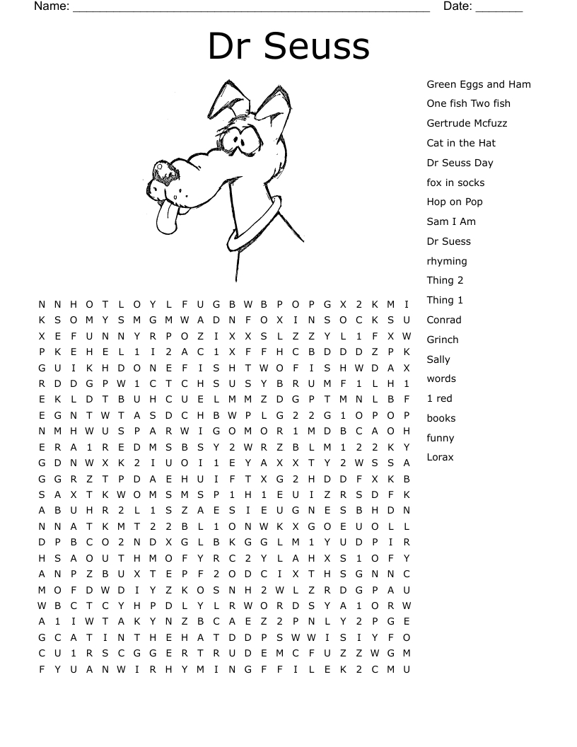 Dr Seuss Word Search - Wordmint for Free Dr Seuss Word Search Printable