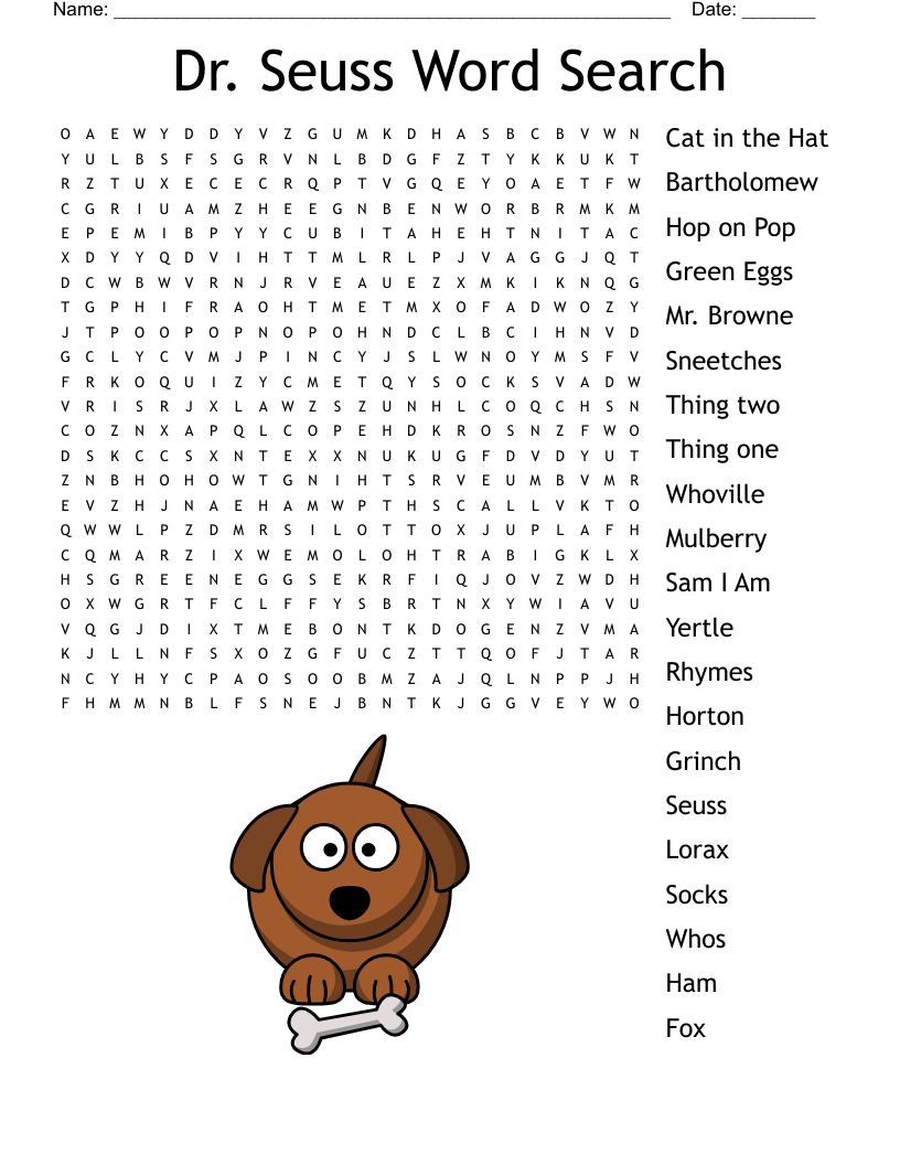 Dr. Seuss Word Search - Wordmint with Dr Seuss Word Search Free Printable