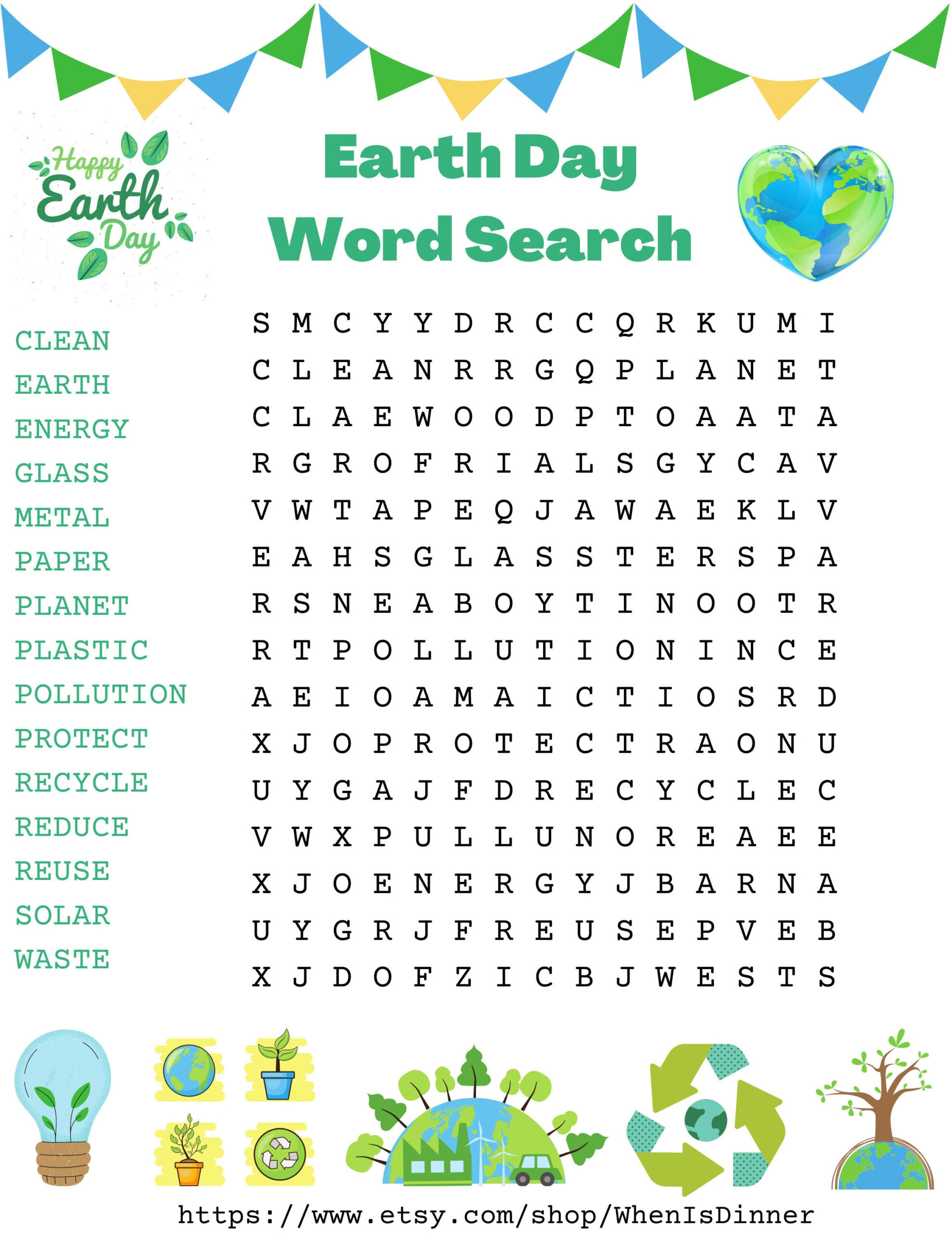 Earth Day Word Search - Etsy Australia throughout Printable Earth Day Word Search
