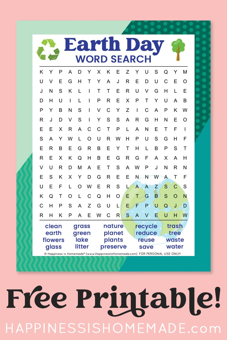 Earth Day Word Search - Free Printable - Happiness Is Homemade with Printable Word Search of the Day