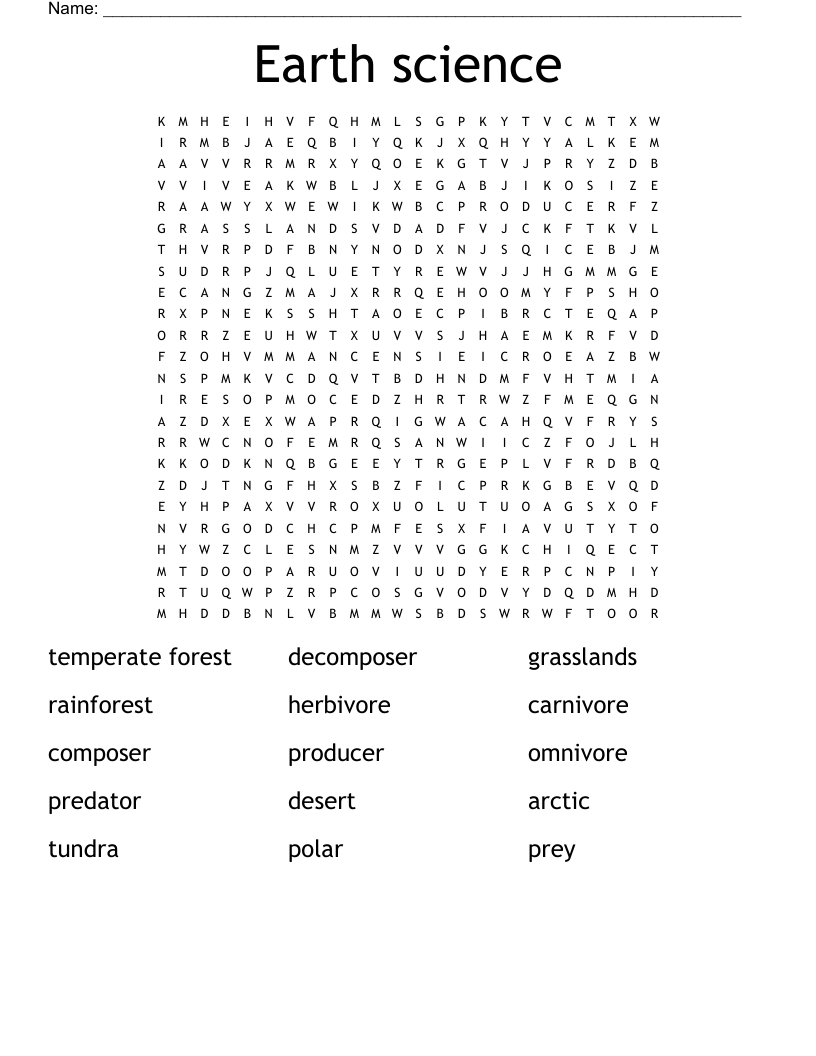 Earth Science Word Search - Wordmint for Science Word Search Puzzles Printable