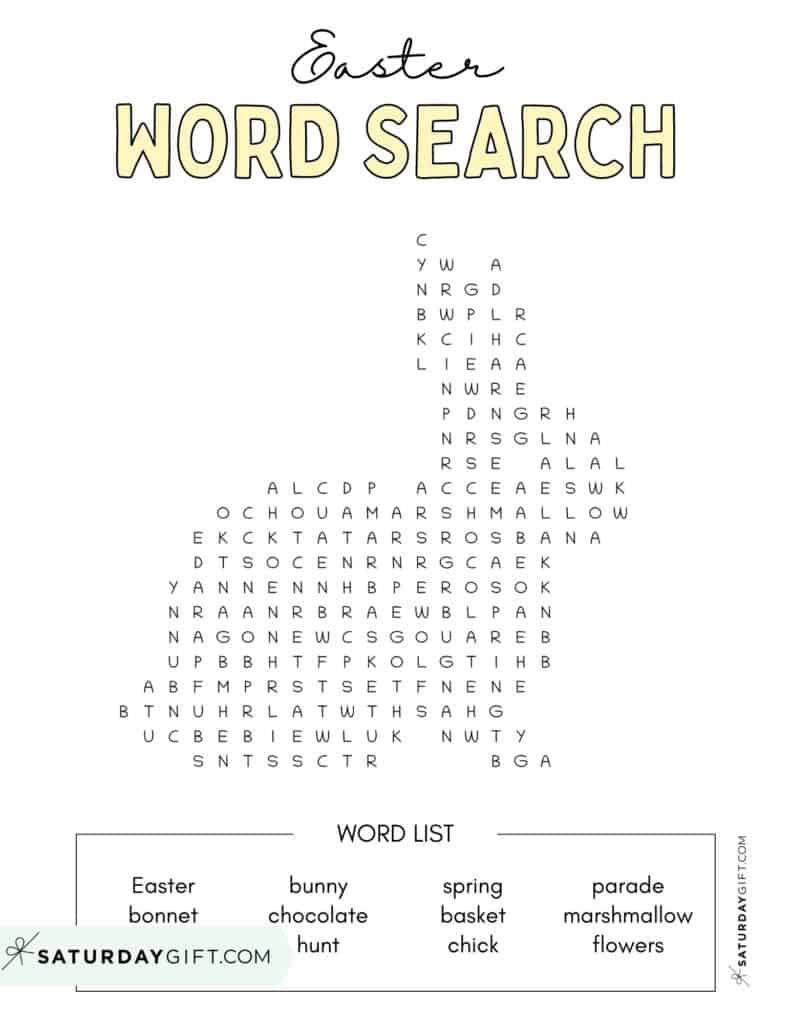 Easter Word Search - Cute &amp;amp; Free Printables | Saturdaygift intended for Easter Word Searches Free Printable