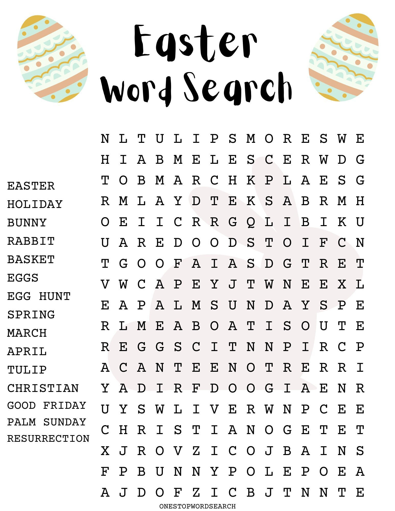 Easter Word Search Puzzle With Answer Sheet, Easter Games, Easter regarding Easter Word Search Hard