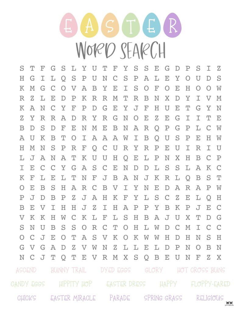 Easter Word Searches - 20 Pages | Printabulls with regard to Easter Word Search Hard