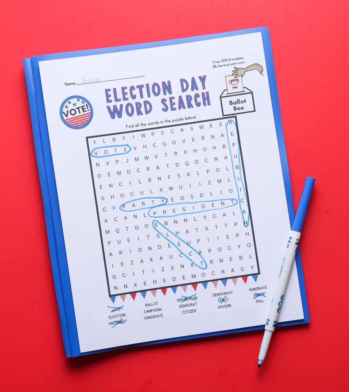 Election Day Word Search: Free Printable - Literacy Learn for Election Day Free Printable Word Search