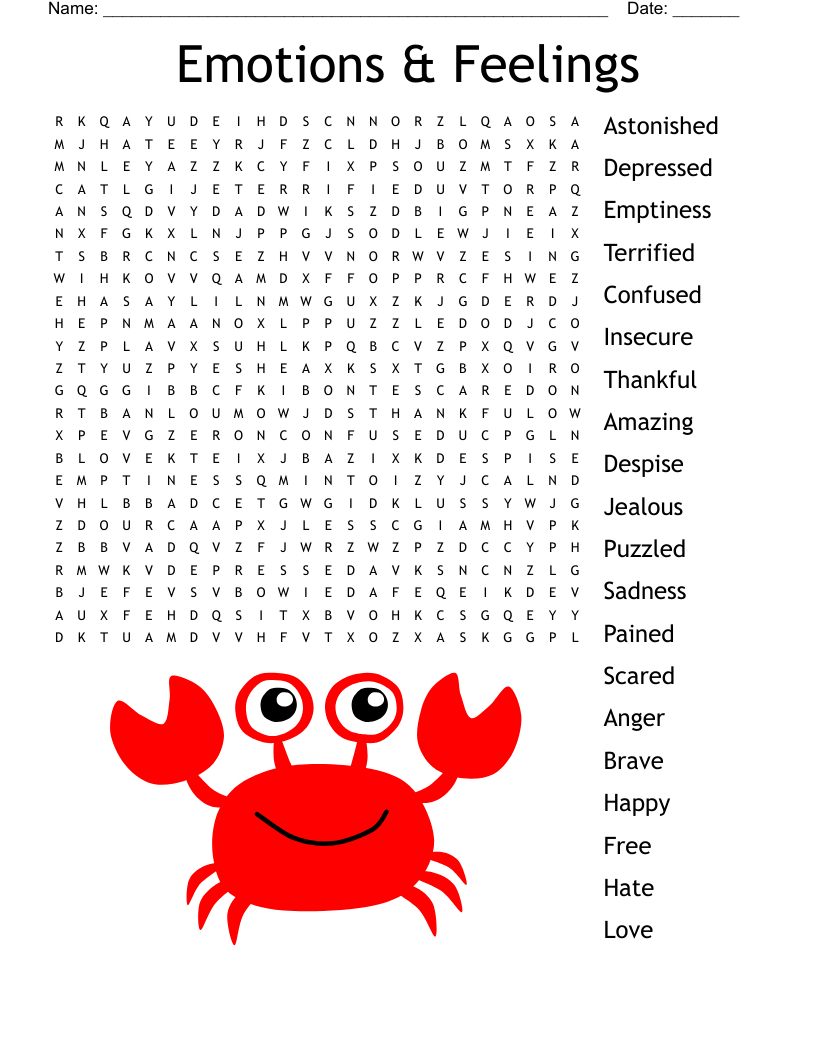 Emotions &amp;amp; Feelings Word Search - Wordmint intended for Printable Word Search Emotions