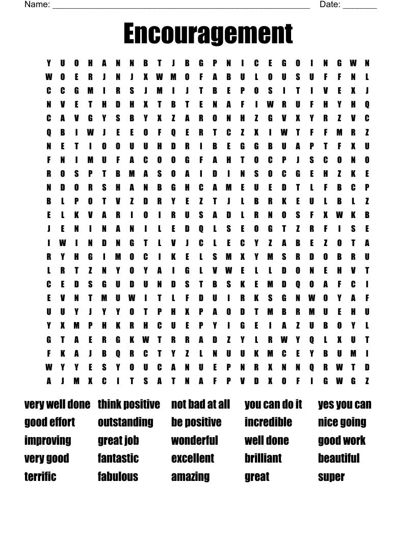 Encouragement Word Search - Wordmint within Printable Word Search On Encouragement