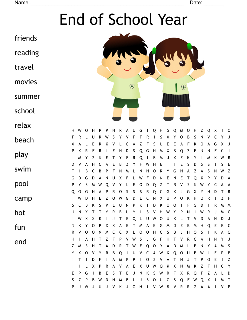 End Of School Year Word Search - Wordmint within Free Printable End Of The Year Word Search
