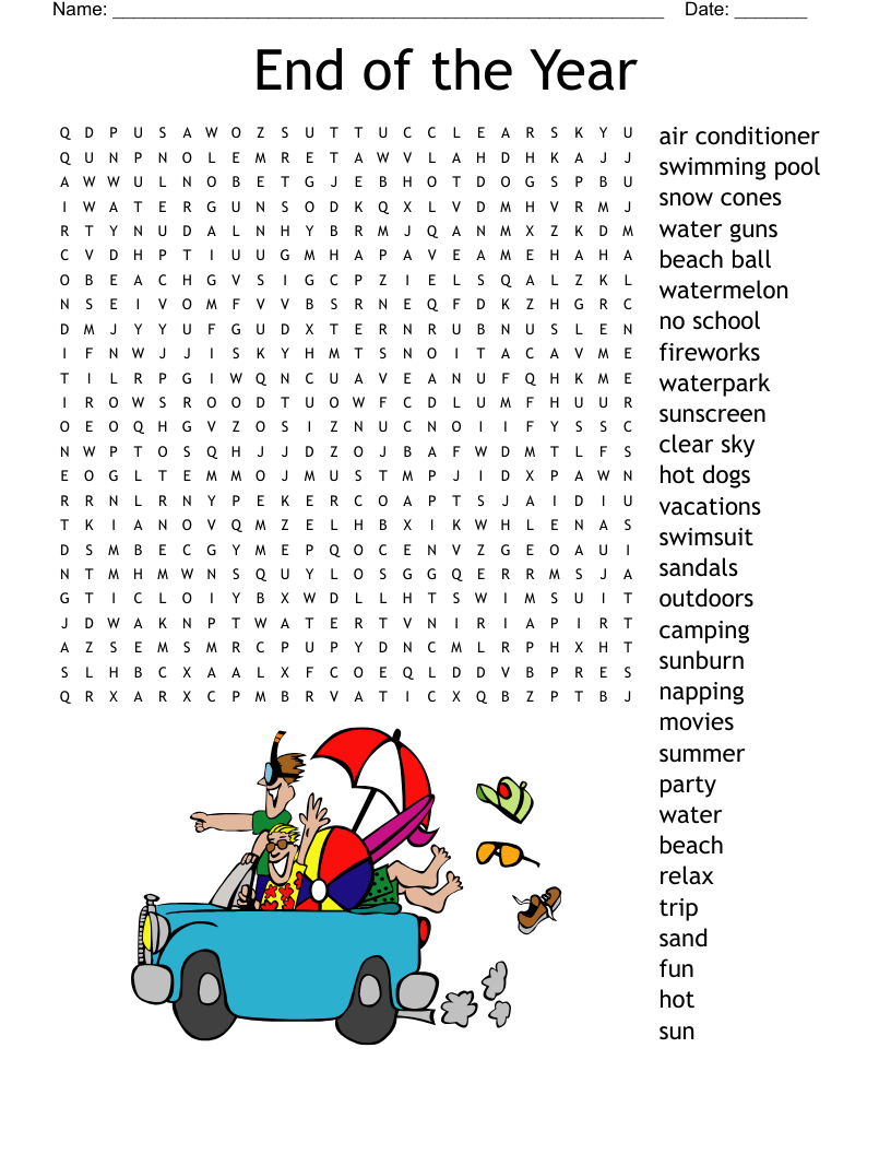 End Of The Year Word Search - Wordmint with regard to Printable Word Search For Primary School