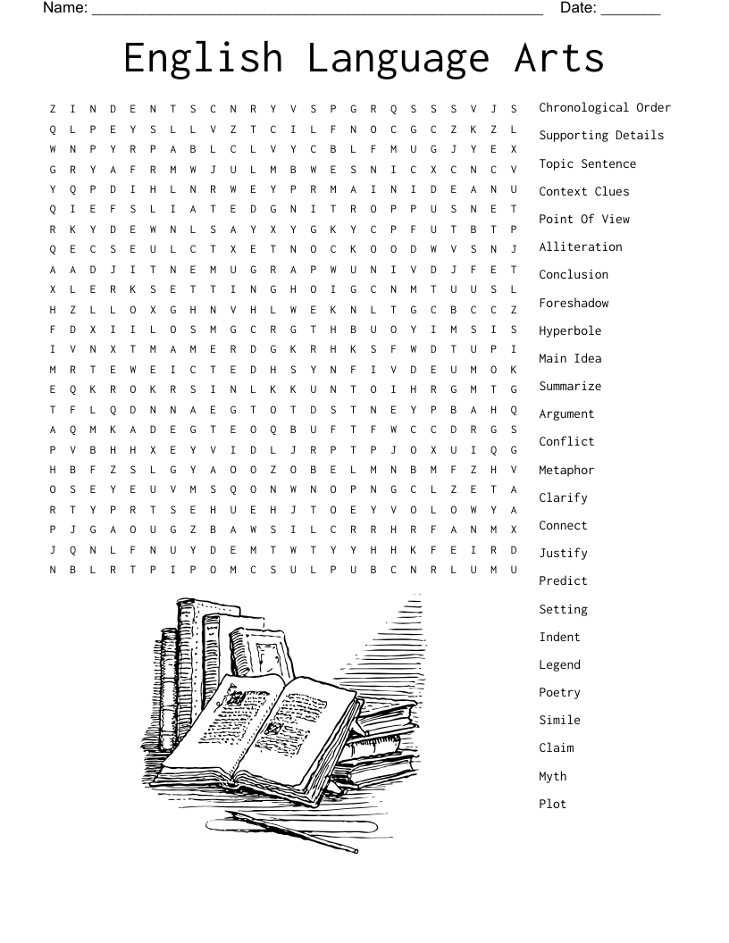 English Language Arts Word Search - Wordmint within Printable Word Search For Ela
