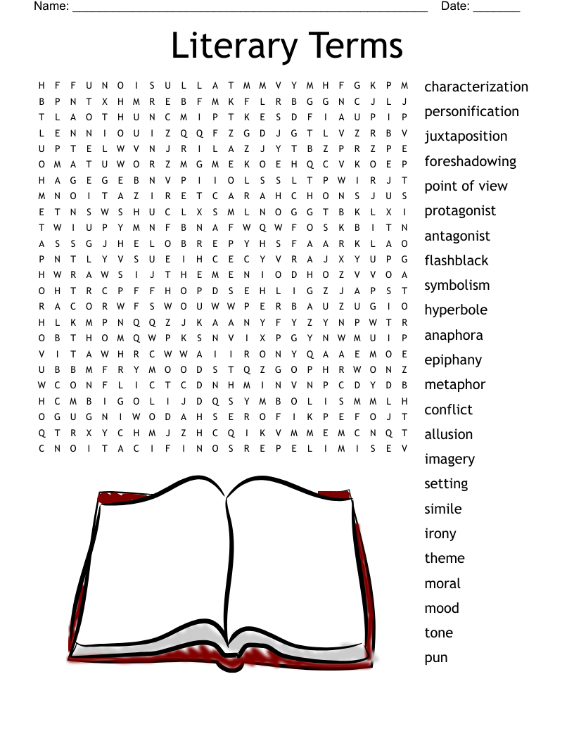 English Terms Word Search - Wordmint with Printable Word Search Literary Terms