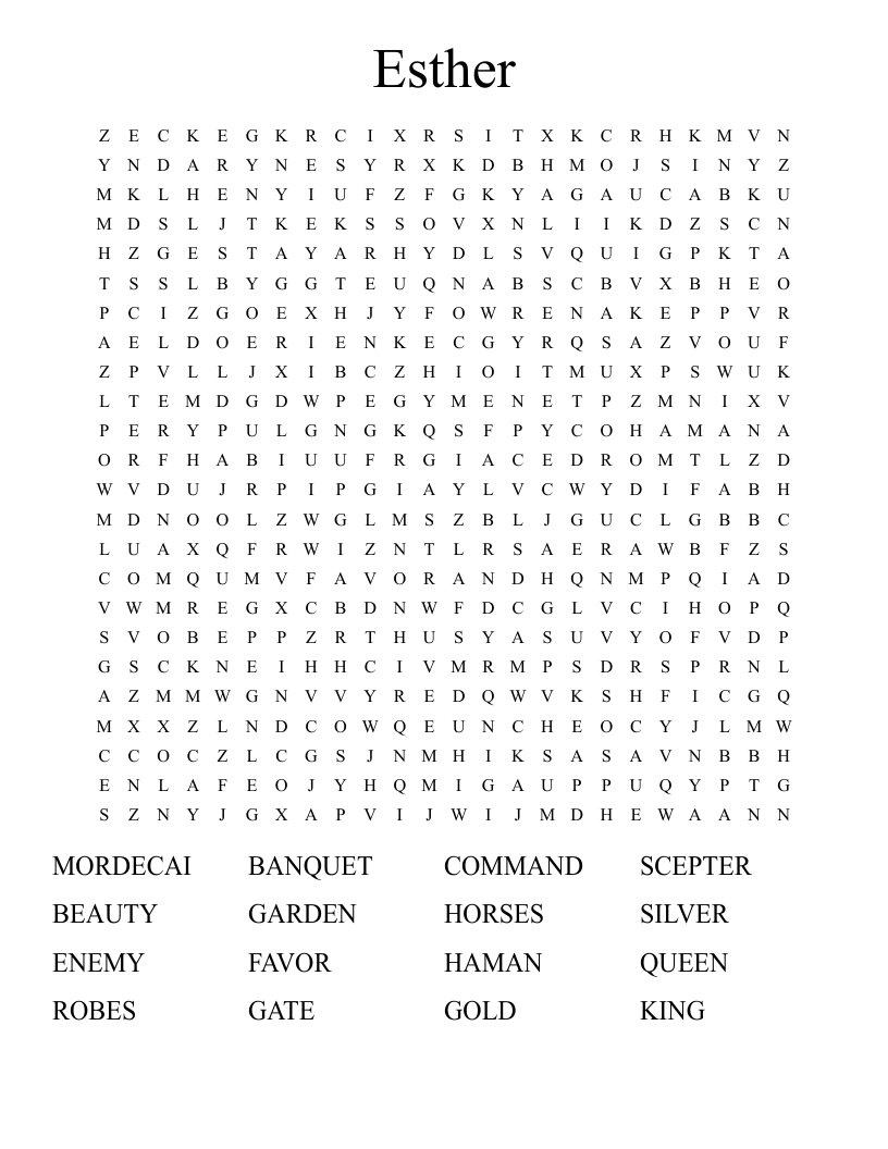 Esther Word Search - Wordmint with regard to Queen Esther Word Search Printable