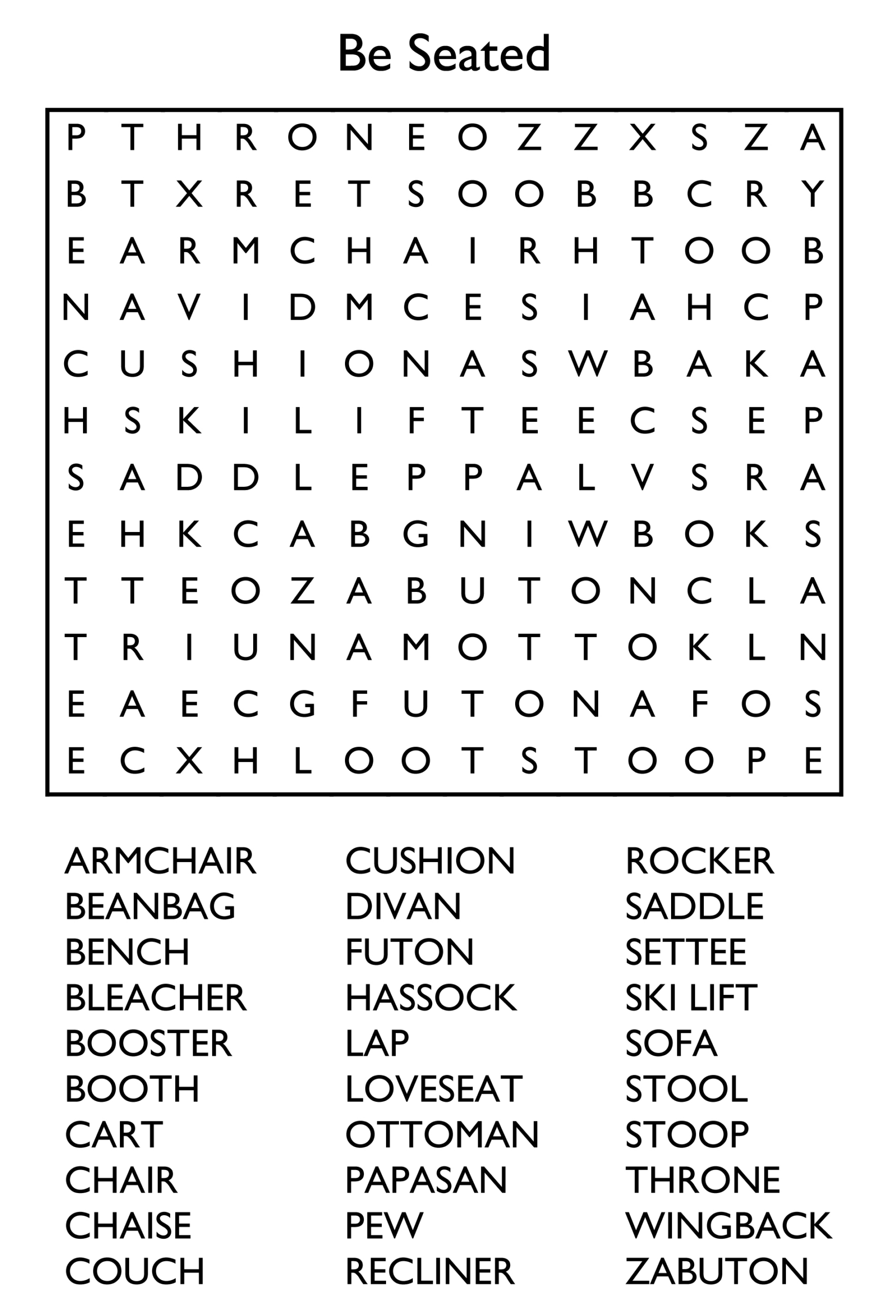 Eusrm for Free Printable Word Search For Older Adults