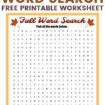 Fall Word Search Free Printable Worksheet Within Free Fall Word Search Printable