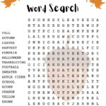 Fall Word Search Puzzle With Answer Sheet| Autumn Word Search Within Printable Fall Word Search