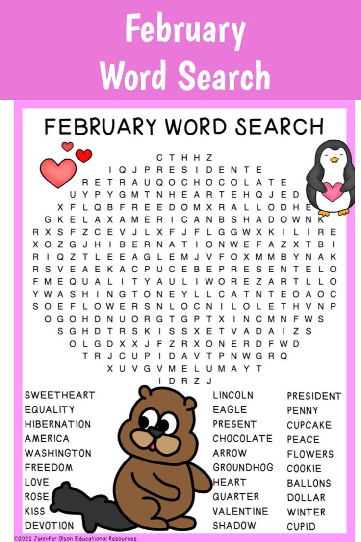 February Word Search regarding February Word Search Free Printable