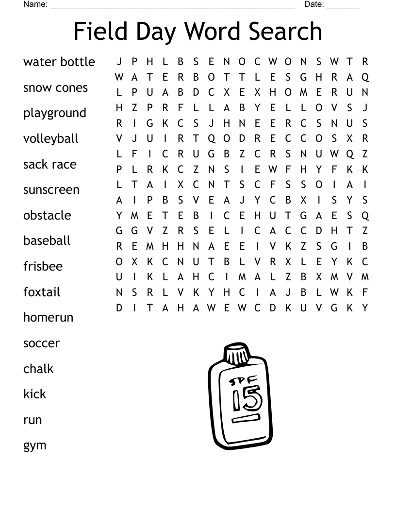 Field Day Word Search - Wordmint within Field Day Word Search Printable