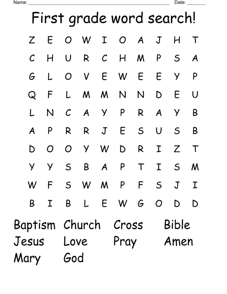 1st Grade Word Search Free Printable