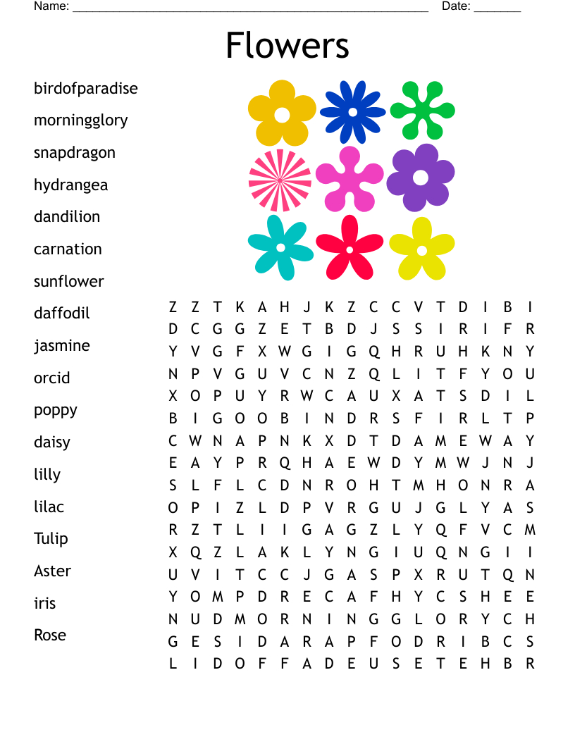 Flowers Word Search - Wordmint within Printable Word Search Flowers