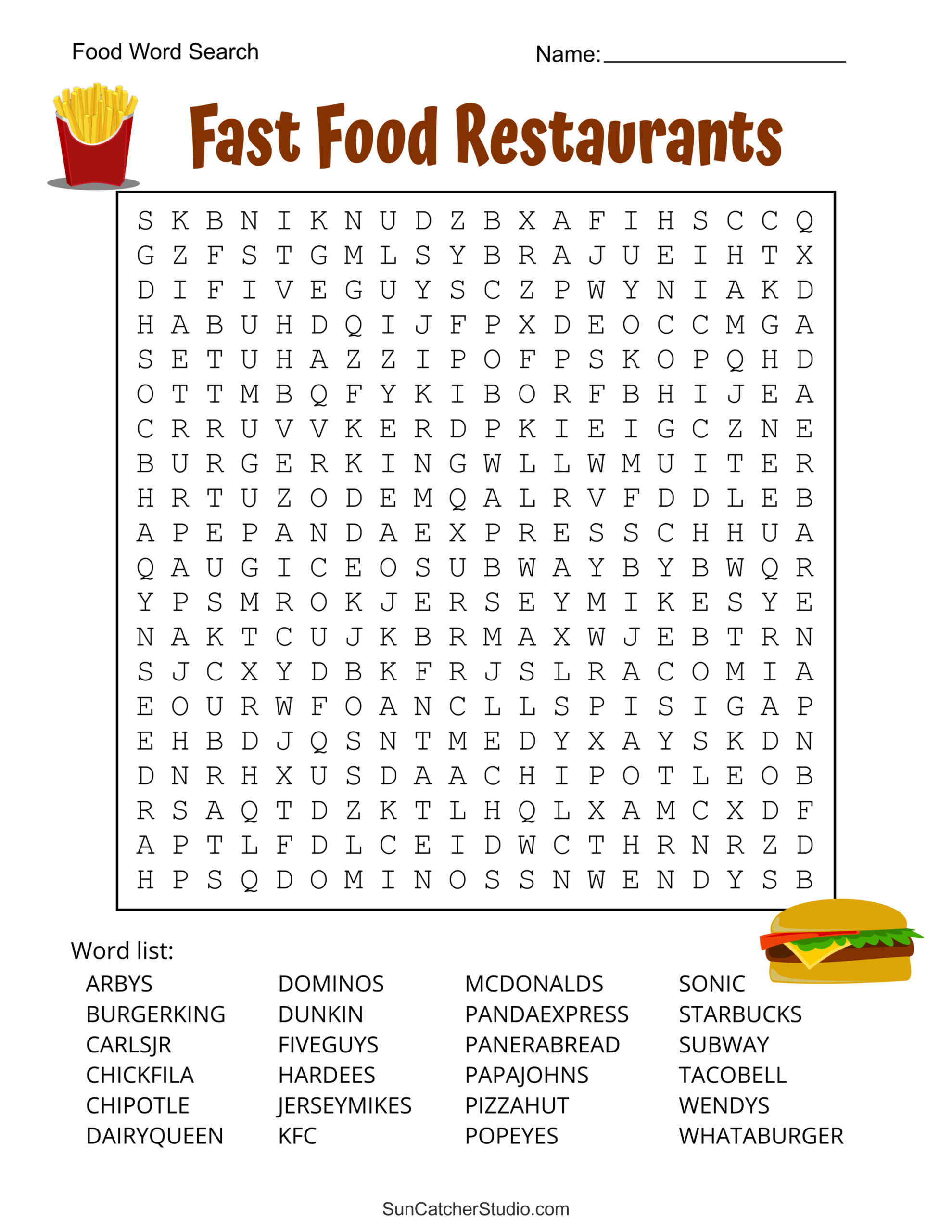 Food Word Search (Free Printable Puzzles) – Free Printables inside Food Word Search Printable