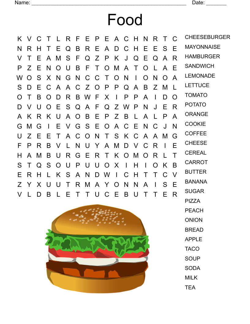 Food Word Search - Wordmint inside Printable Word Search Sandwiches