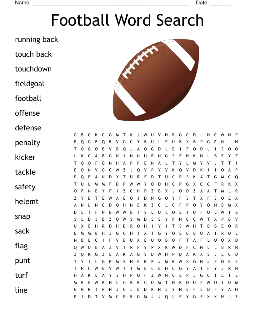 Football Word Search - Wordmint inside Football Word Search Printable