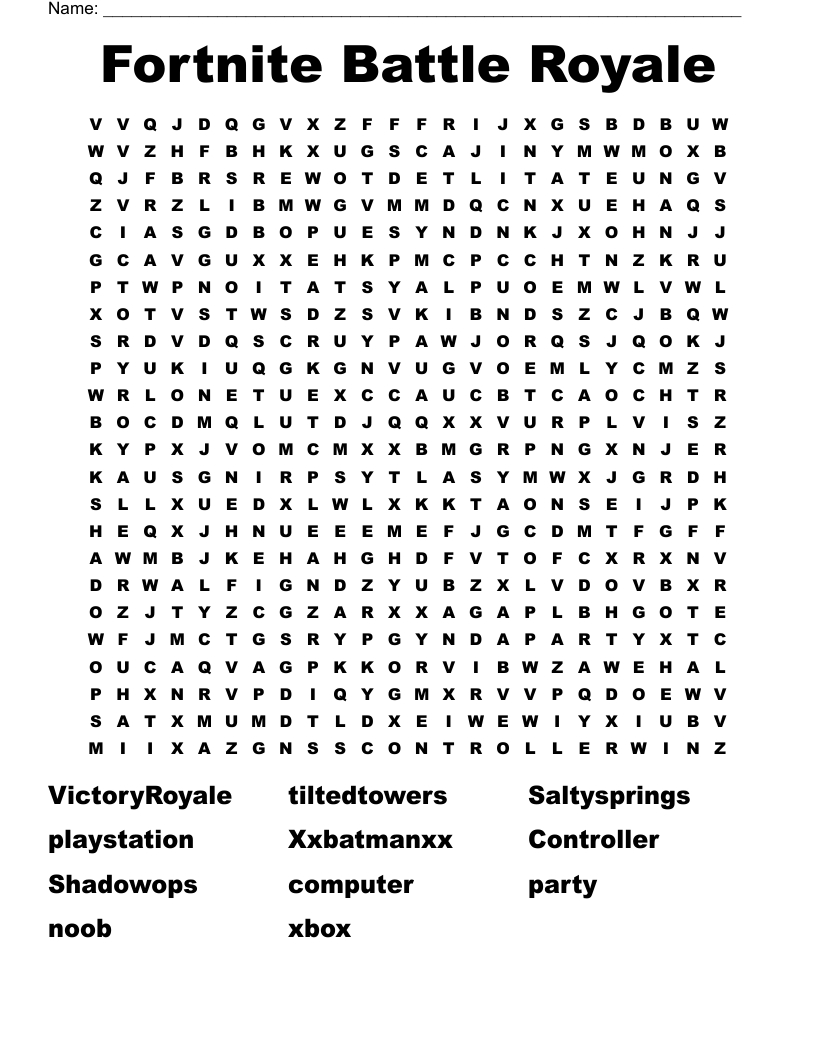 Fortnite Battle Royale Word Search - Wordmint for Fortnite Word Search Printable