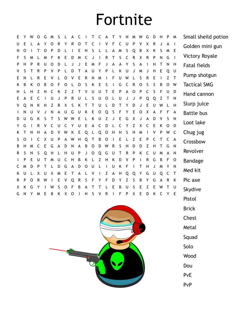 Fortnite Word Search - Wordmint intended for Fortnite Word Search Printable