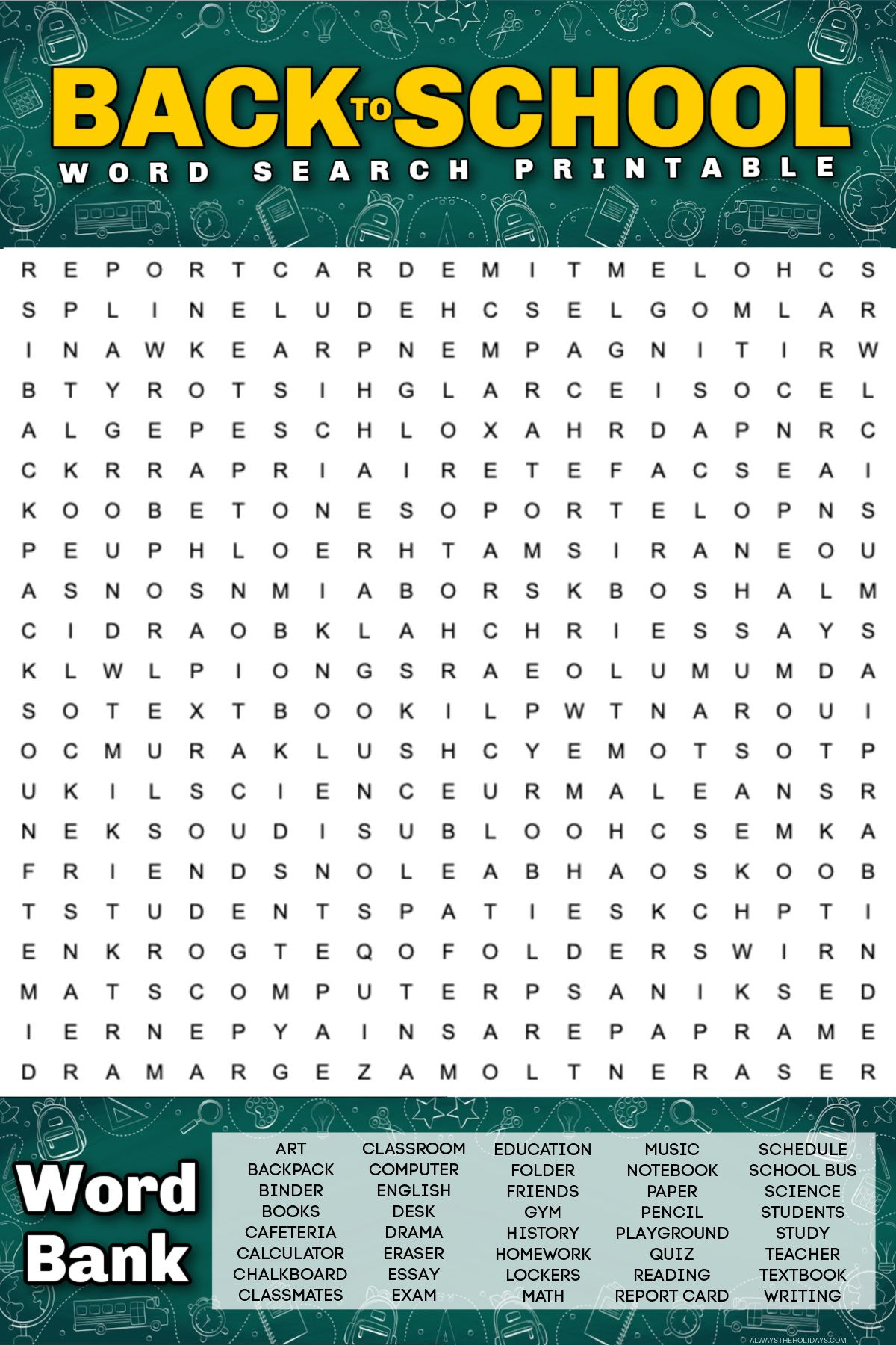 Free Back To School Word Search Printable (With Answer Key) intended for Back To School Free Printable Word Search Answer Key
