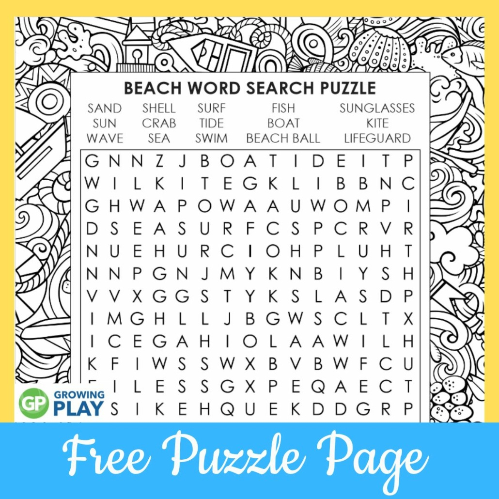 Free Beach Word Search Printable - Growing Play regarding Printable Beach Word Search