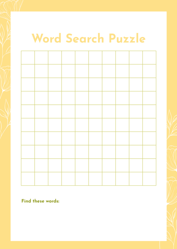 Word Search Template Printable Word Search Template Printable