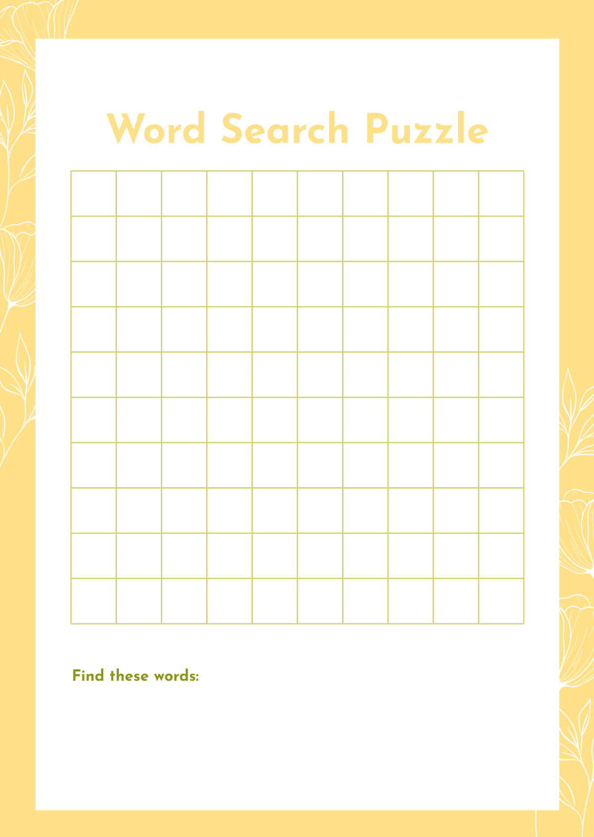 Free Empty Word Search Grid Template To Edit Online inside Word Search Template Printable