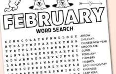 Free February Word Search Printable for Word Search Printable February