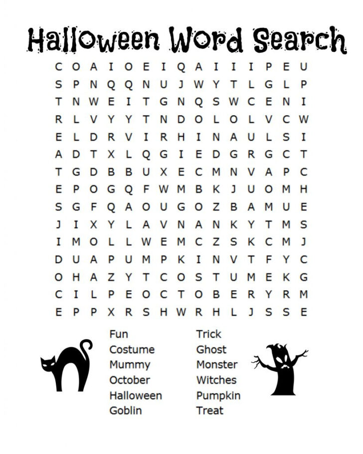 Free Halloween Word Search Printable